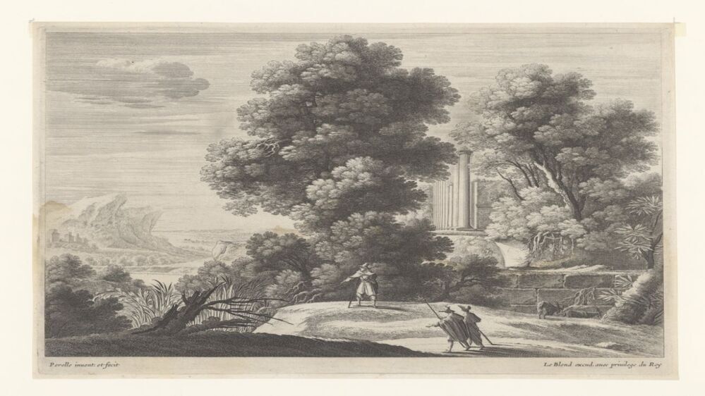 Landschap met antieke ruïne (uit serie)