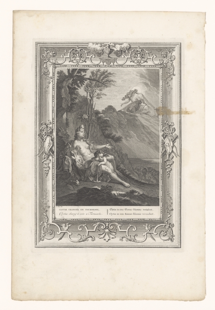 Clytia in een zonnebloem veranderd (serie: De tempel der zang-godinnen)