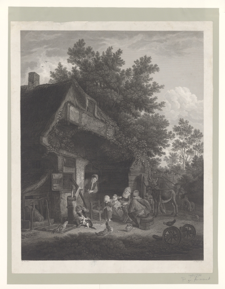 Familie buiten bij hun woning