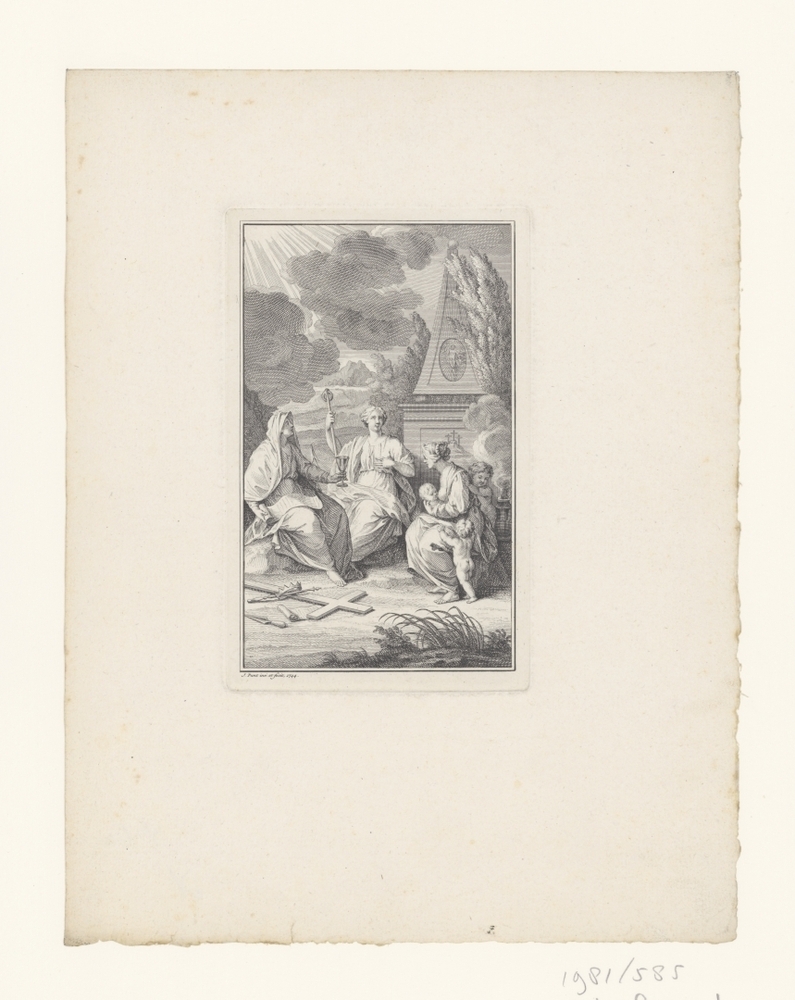 Allegorische voorstelling met de drie goddelijke deugden