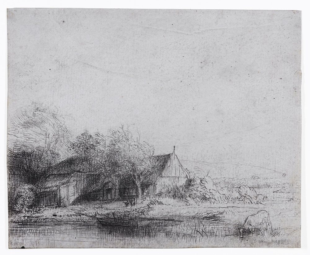 Landschap met drinkende koe