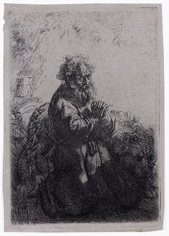 De heilige Hieronymus, geknield in gebed