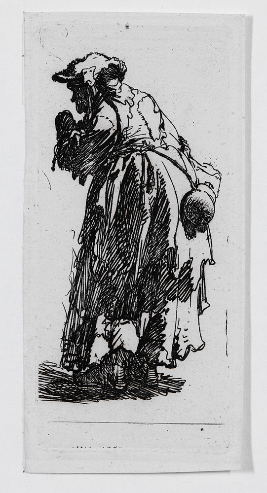 Oude bedelares met kalebas