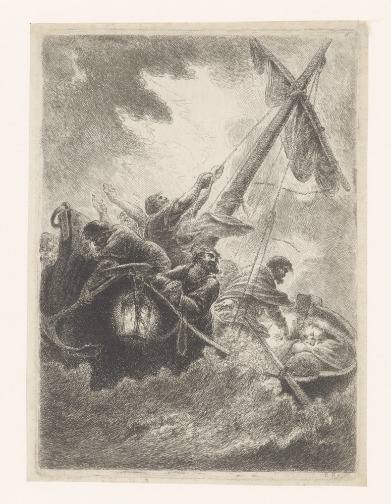 Christus slaapt tijdens de storm op zee