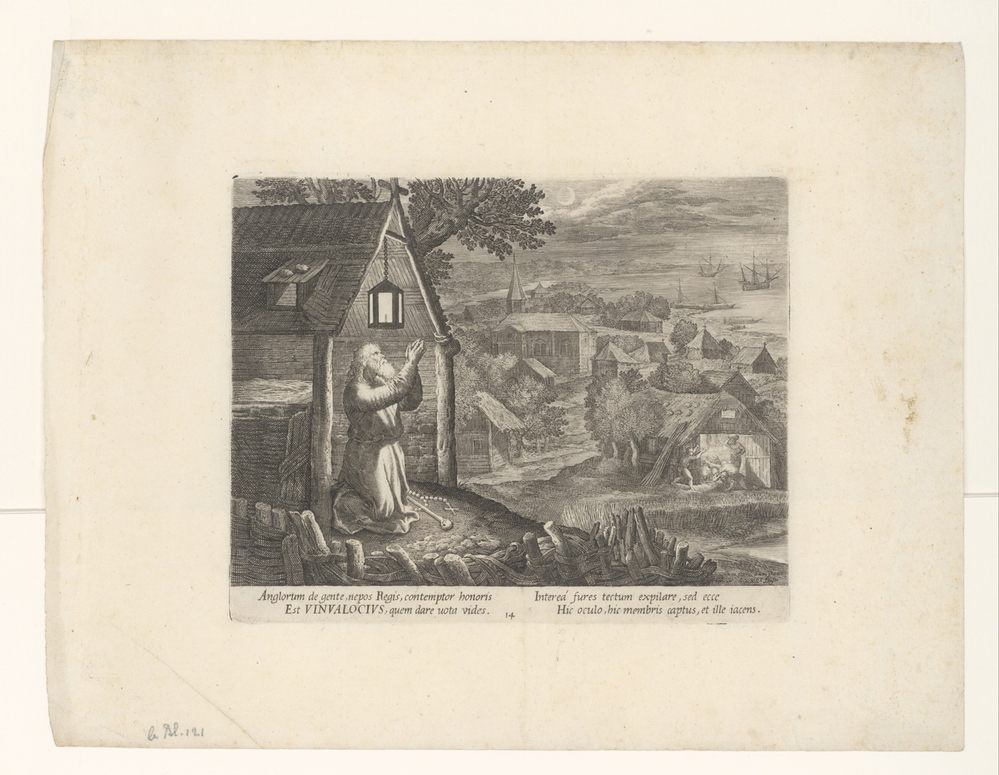 Heilige Guénolé (Vinvalocius) als kluizenaar (serie: Kluizenaars)