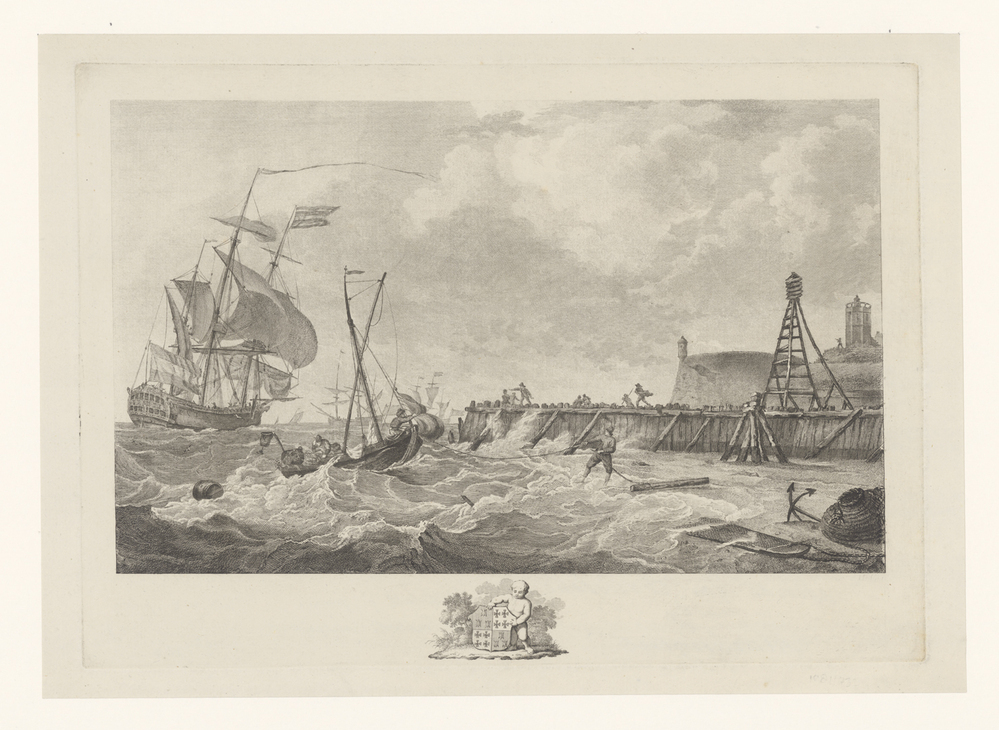 Schepen voor de kust bij Harlingen