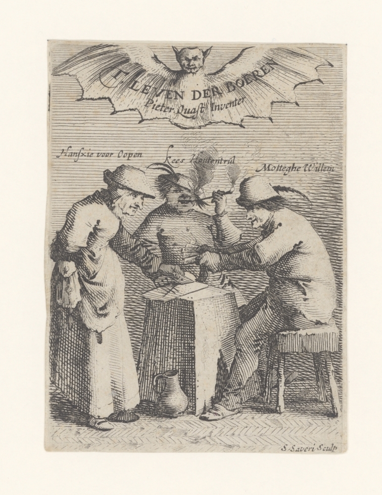 Drie boeren spelen een kaartspel (serie: T'Leven Der Boeren)