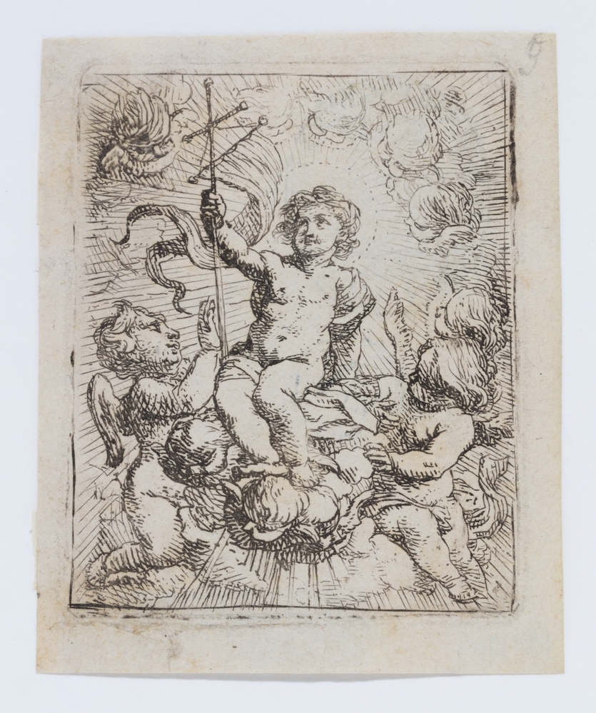 Salvator mundi met twee engelen en zes cherubijnen