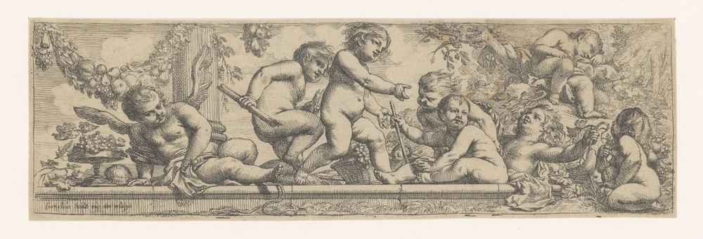 Fries met spelende kinderen en een putto