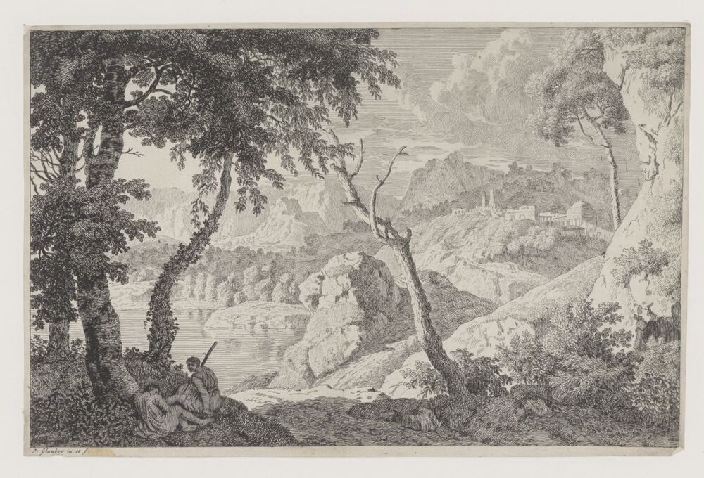 Arcadisch landschap met twee herders (serie: Arcadische landschappen)