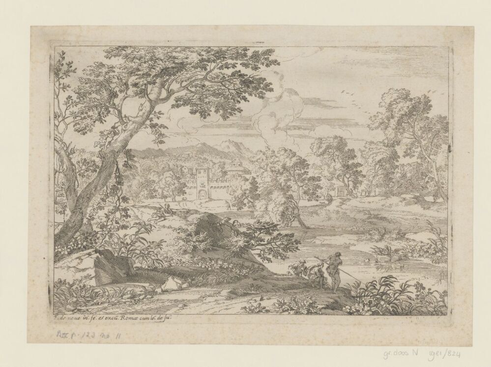 Rivierlandschap met visser