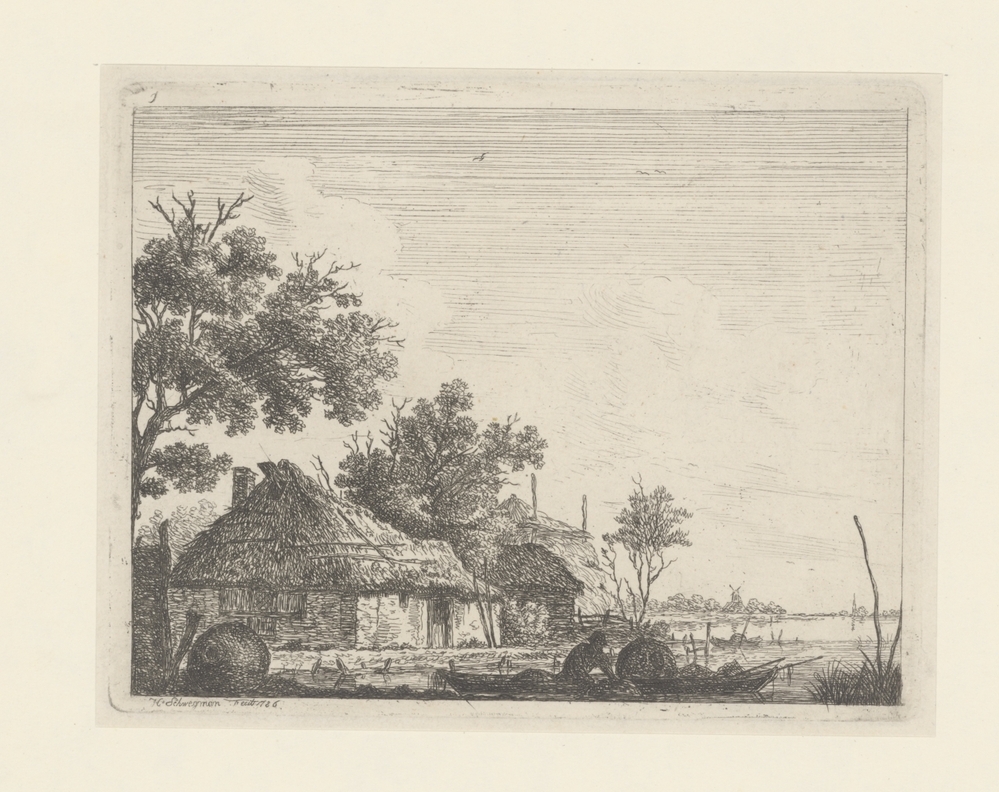 Landschap met boerderij en visser (serie: Landschappen met woningen)
