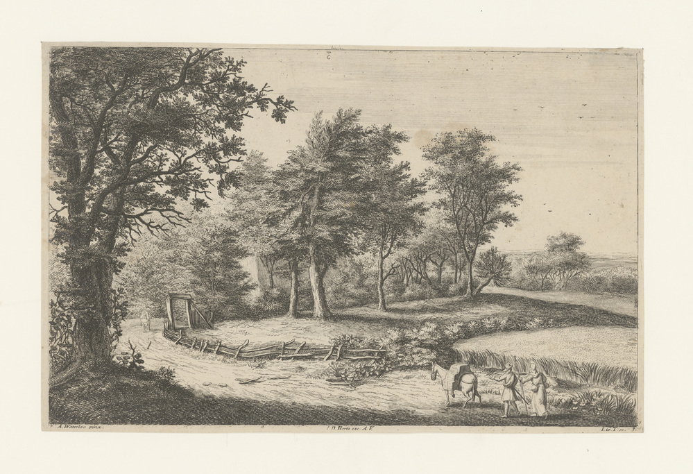 Landschap met kooplui