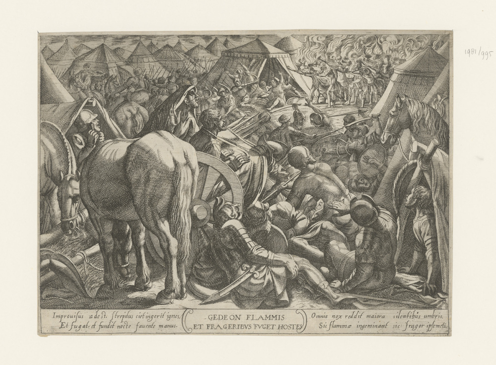 Gideon sticht verwarring in het kamp van zijn vijanden (serie: Oudtestamentische strijdscènes)