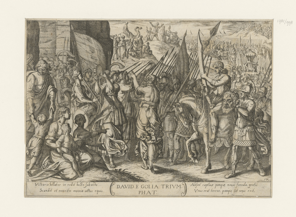 David keert triomferend terug met het hoofd van Goliath (serie: 
Oudtestamentische strijdscènes)