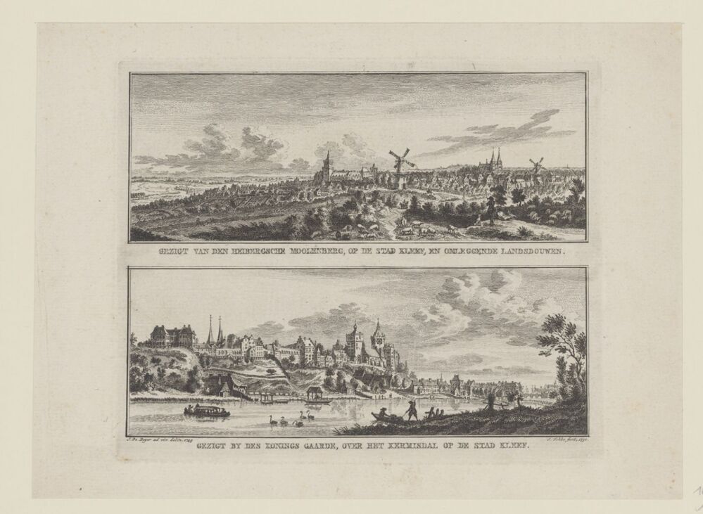 Twee stadsgezichten op Kleef (serie: Vues de Hollande)