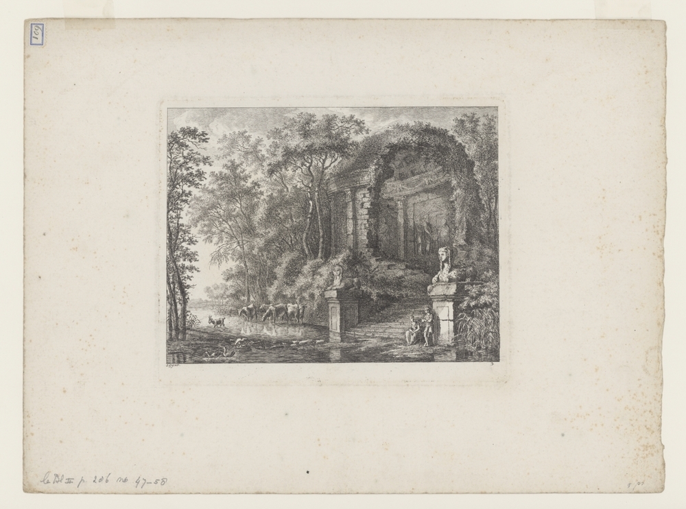 Landschap met tempelruïne