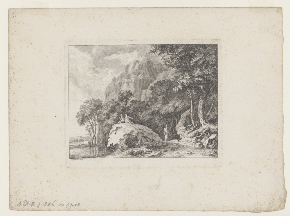 Landschap met rots en figuren