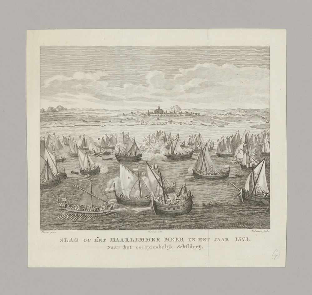 Slag op het Haarlemmermeer in het jaar 1573, naar het oorspronkelijke schilderij