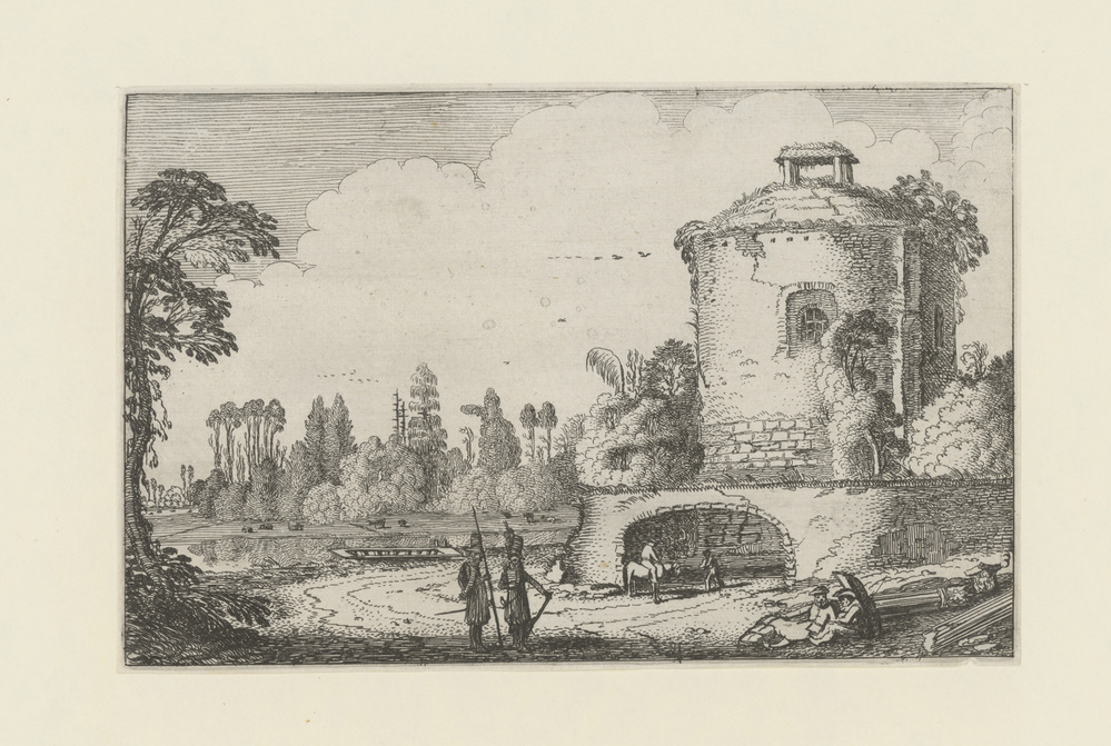 Landschap met ronde toren