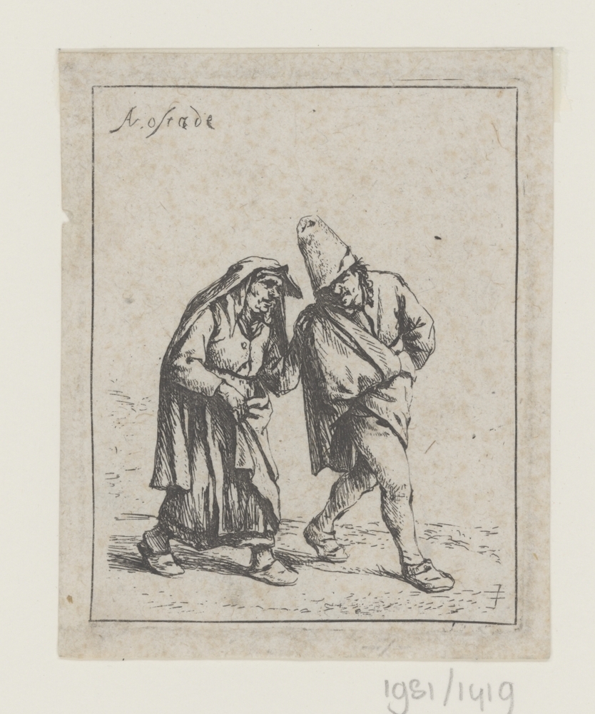 Wandelend boerenechtpaar