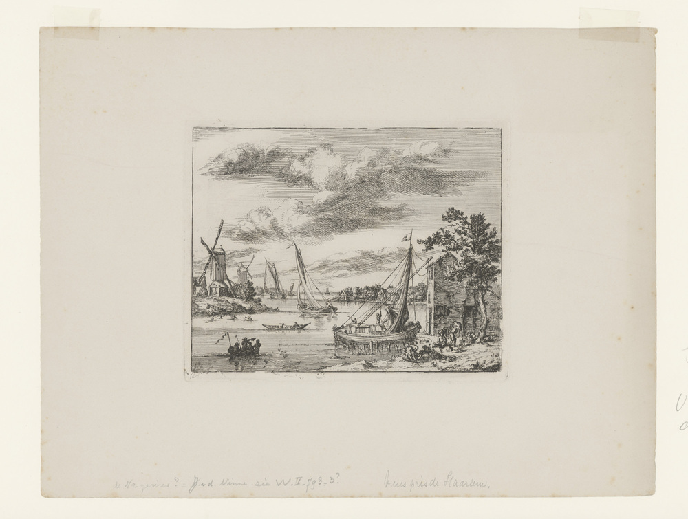 Rivierlandschap met twee molens