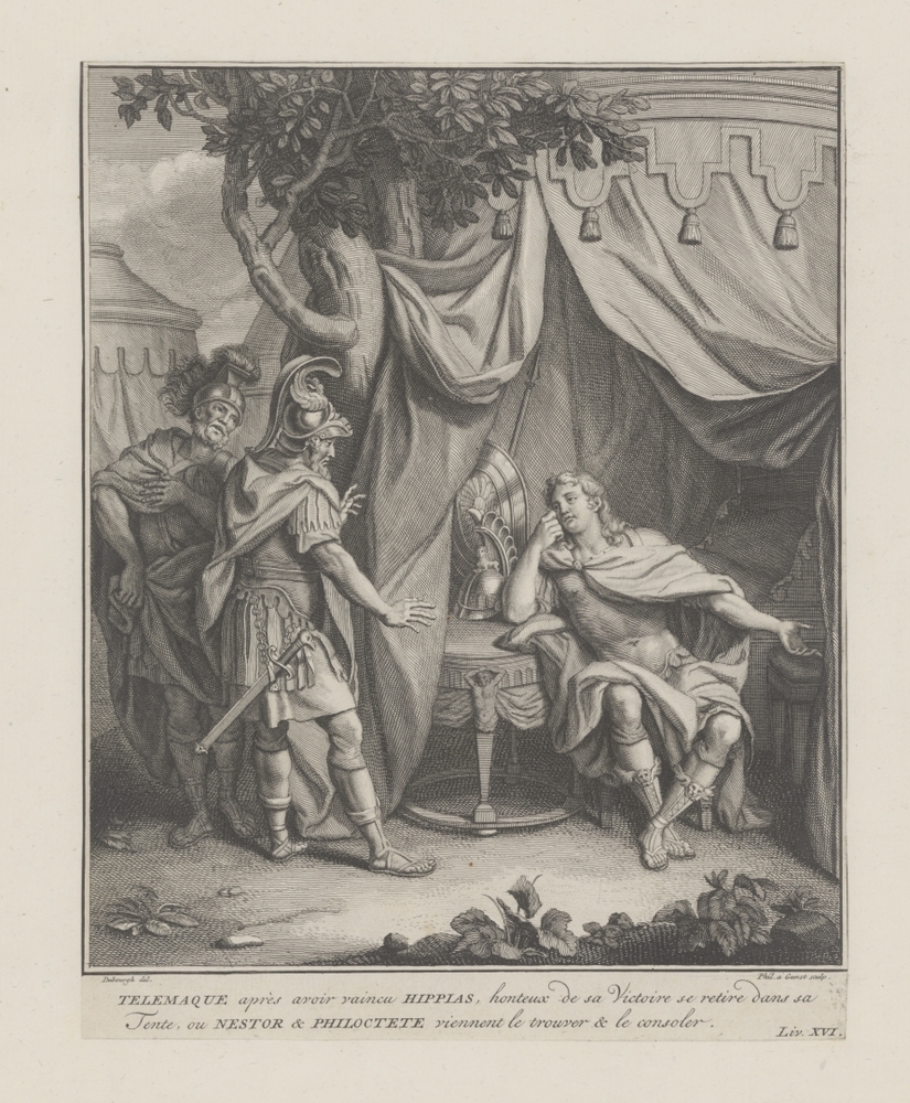 Telemachus getroost door Nestor en Philocretes