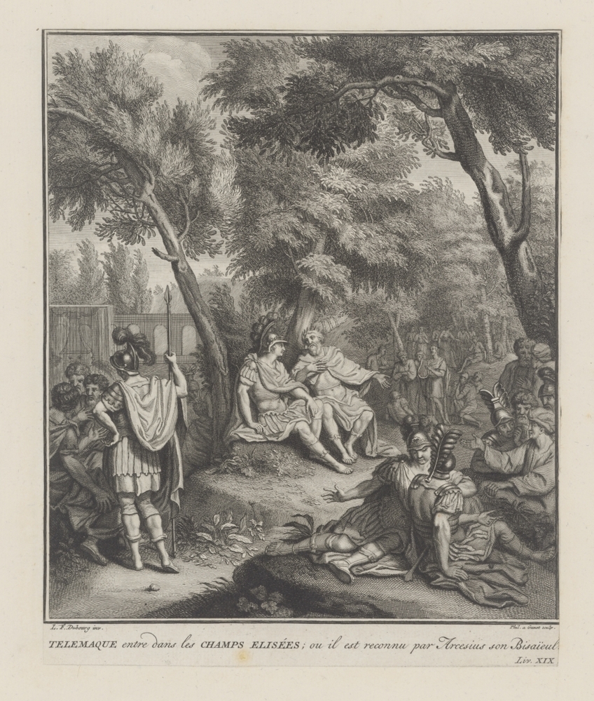 Telemachus gaat de Elysische velden binnen