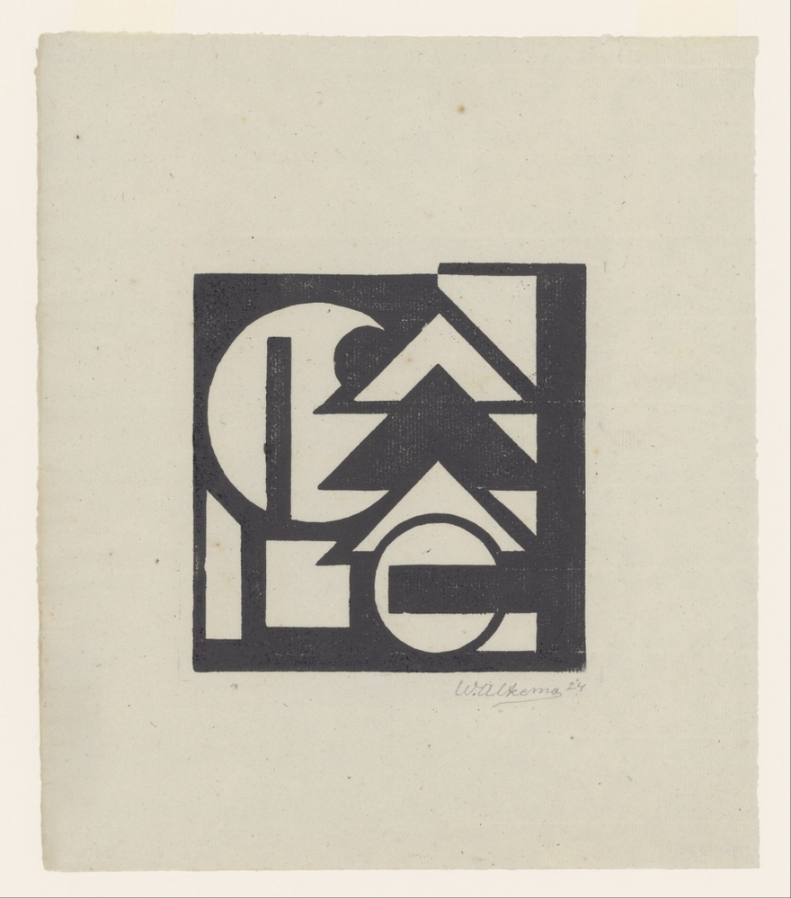 Compositie met driehoeken en cirkels