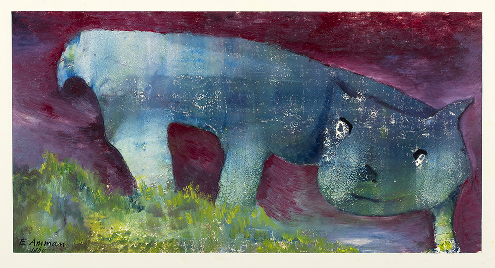 Blauw beest met drie zichtbare poten