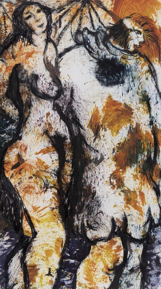 Twee staande vrouwennaakten