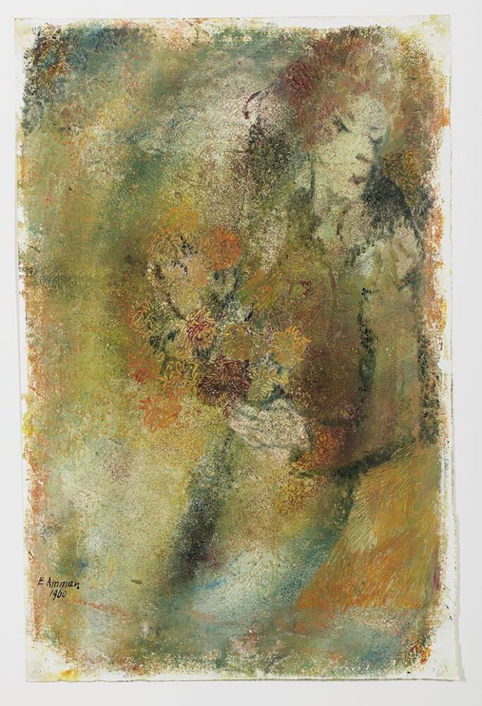 Vrouw met bloemen in hand