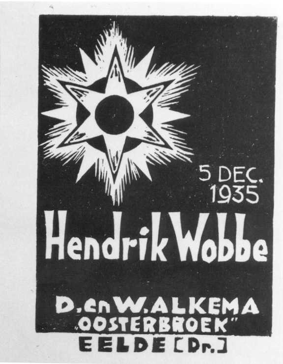 Geboortekaart van Hendrik Wobbe Alkema 5.12.35