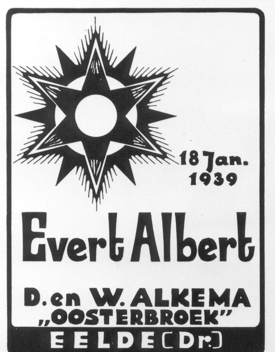 Geboortekaart van Evert Albert Alkema