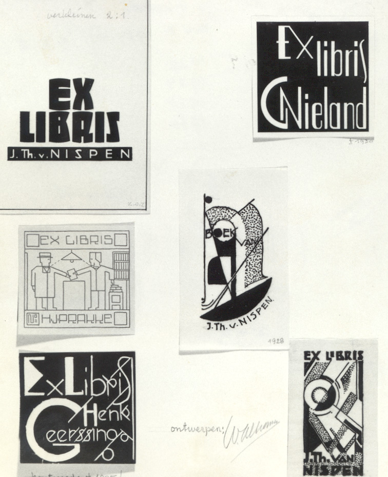 map met advertenties, ex libris en randen voor tafelkleden