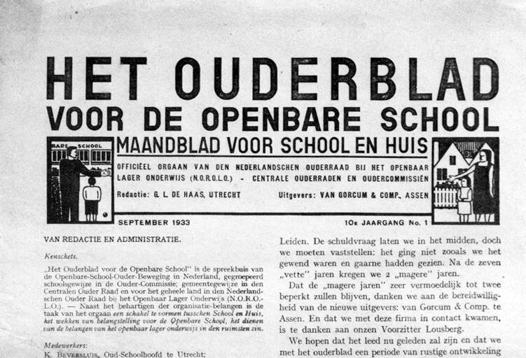 Het ouderblad voor de openbare school, vignet ontworpen door W. Alkema
