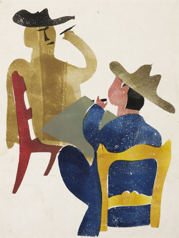 Hot Printing 13 (Mannetjes aan tafel)  (D-107)