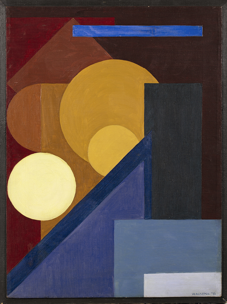 Compositie met gele cirkel