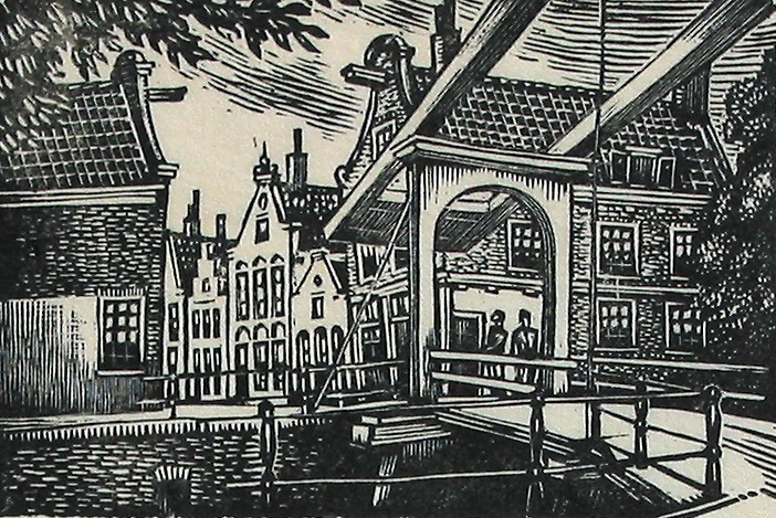 Stadsgezicht met brug