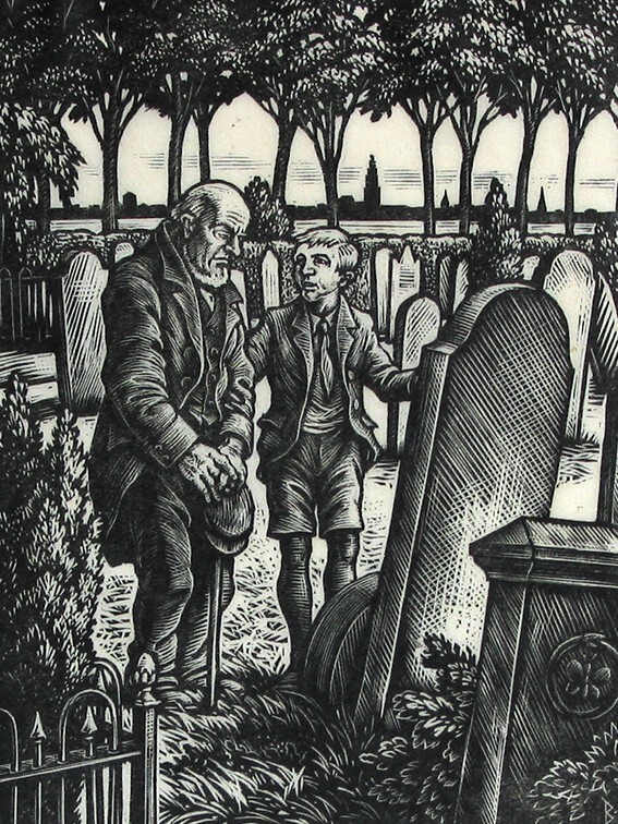 Hielko met zijn opa bij het graf van zijn moeder