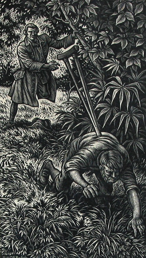 John Silver vermoordt Tom