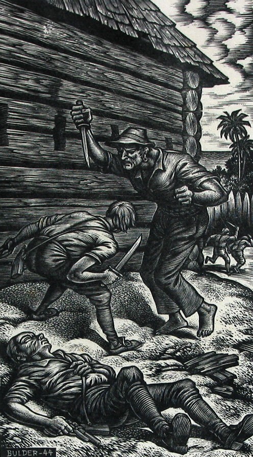 zijn dolk gierde omhoog boven zijn hoofd