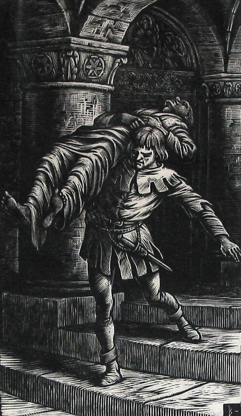 Rinuccio laadde hem op zijn schouders