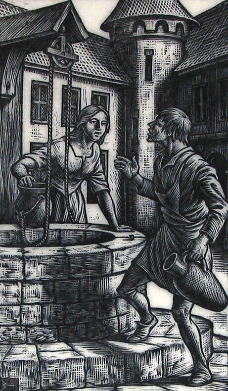 Calandrino ontmoet Niccolosa bij de put