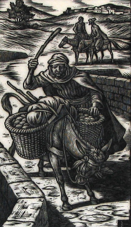 Daarop begon de drijver met de stok erop los te ranselen