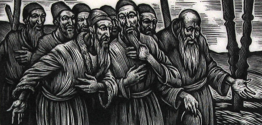 De lange, magere Jood probeert de Zaporogers te kalmeren