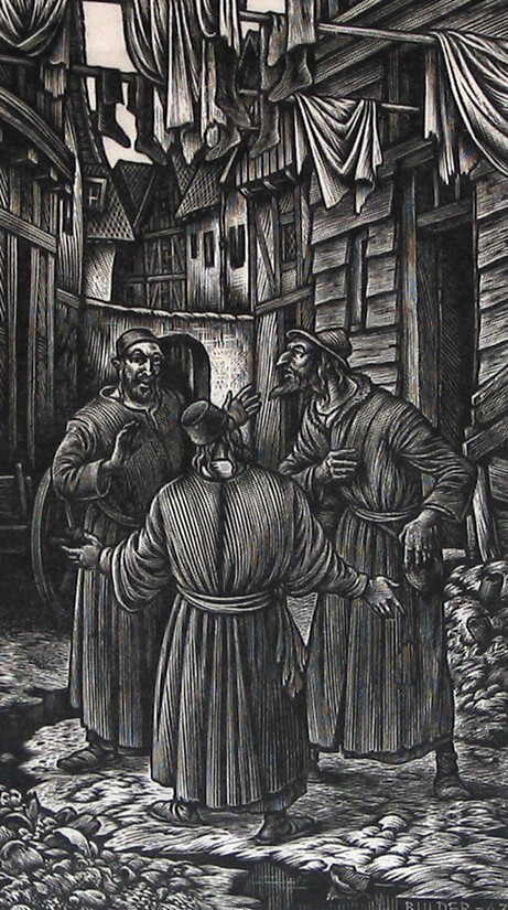 Hij zag drie Joden die druk met elkander spraken