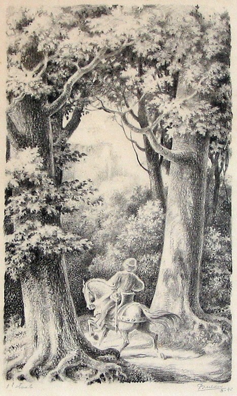 Ridder te paard in het bos