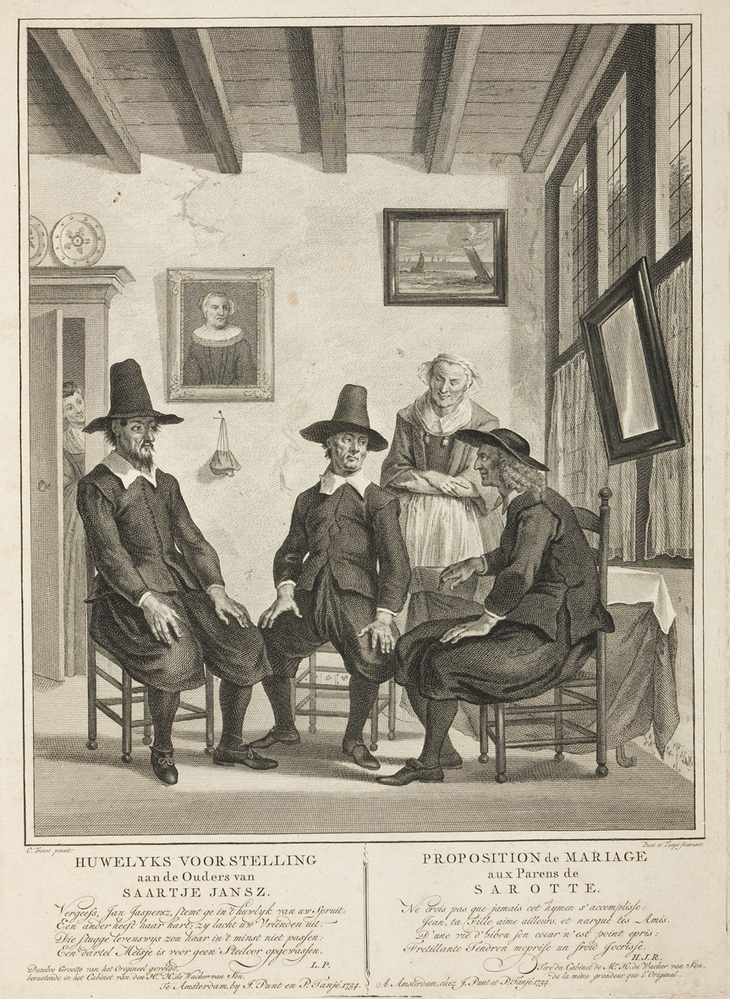 Huwelijks voorstelling aan de ouders van Saartje Jansz.
