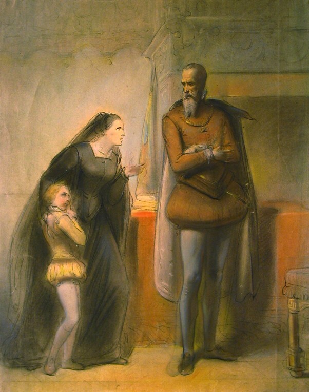 De vrouw van Egmond vraagt Alva het leven van haar man te sparen